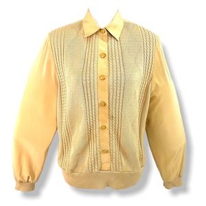 Philippe Marques Tan Pullover Button Front Sweater